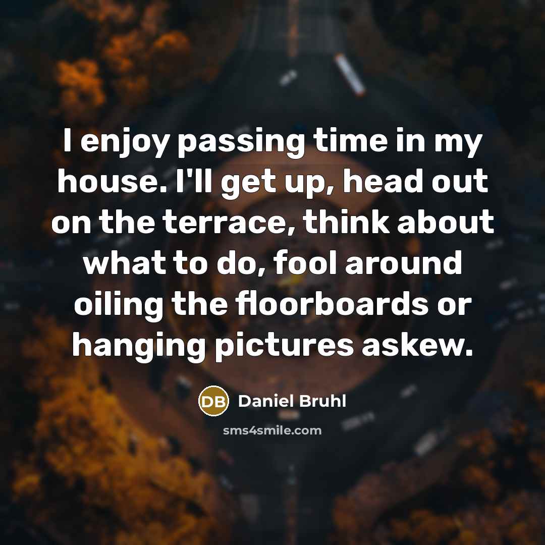 “I enjoy passing time in my house. I'll get up,…” quote by Daniel Bruhl