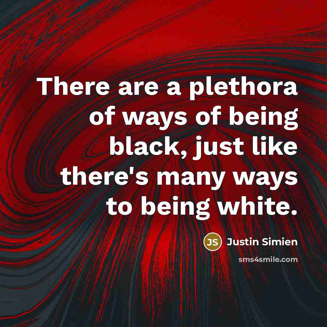“There are a plethora of ways of being black, just…” quote by Justin Simien