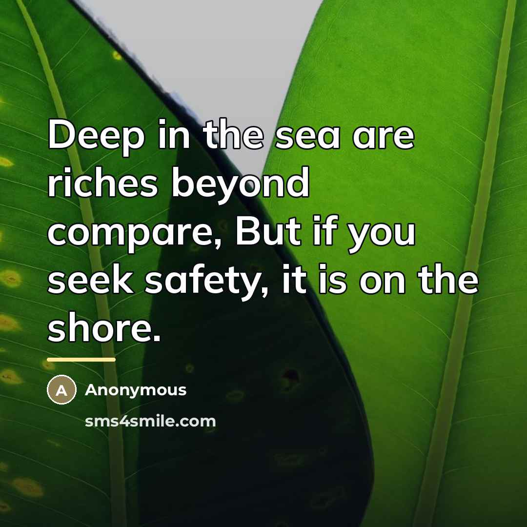 “Deep in the sea are riches beyond compare, But if…” quote by Anonymous