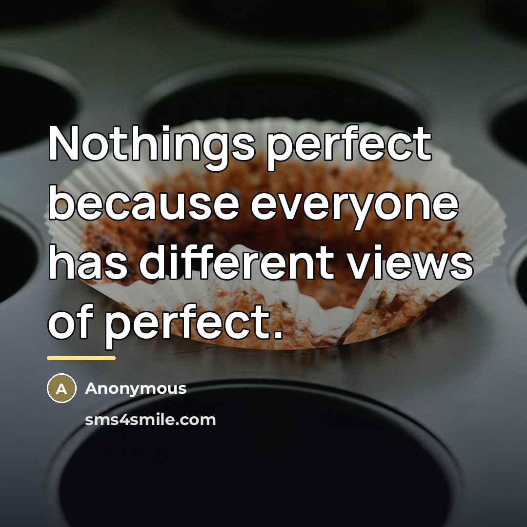 “Nothings perfect because everyone has different views of perfect.…” quote by Anonymous