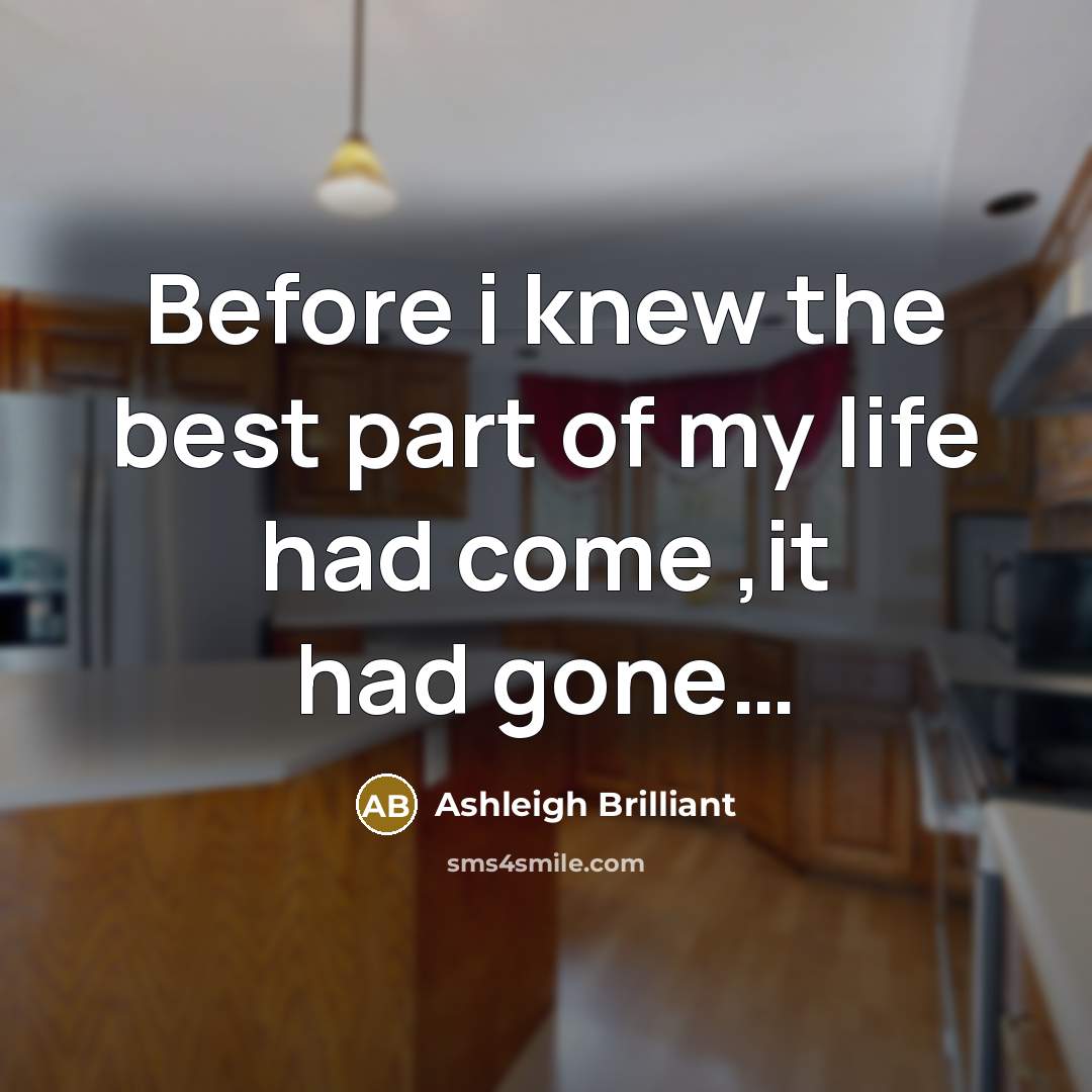 “Before i knew the best part of my life had…” quote by Ashleigh Brilliant