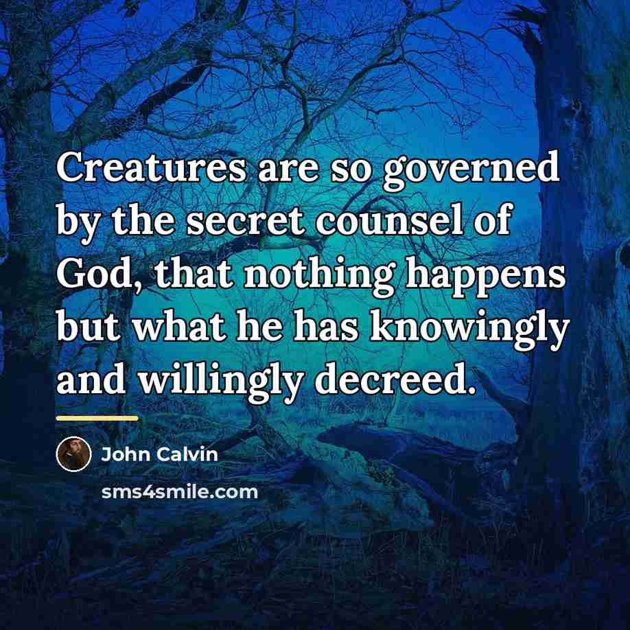 “Creatures are so governed by the secret counsel of God,…” quote by John Calvin