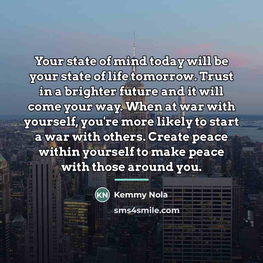 “Your state of mind today will be your state of…” quote by Kemmy Nola