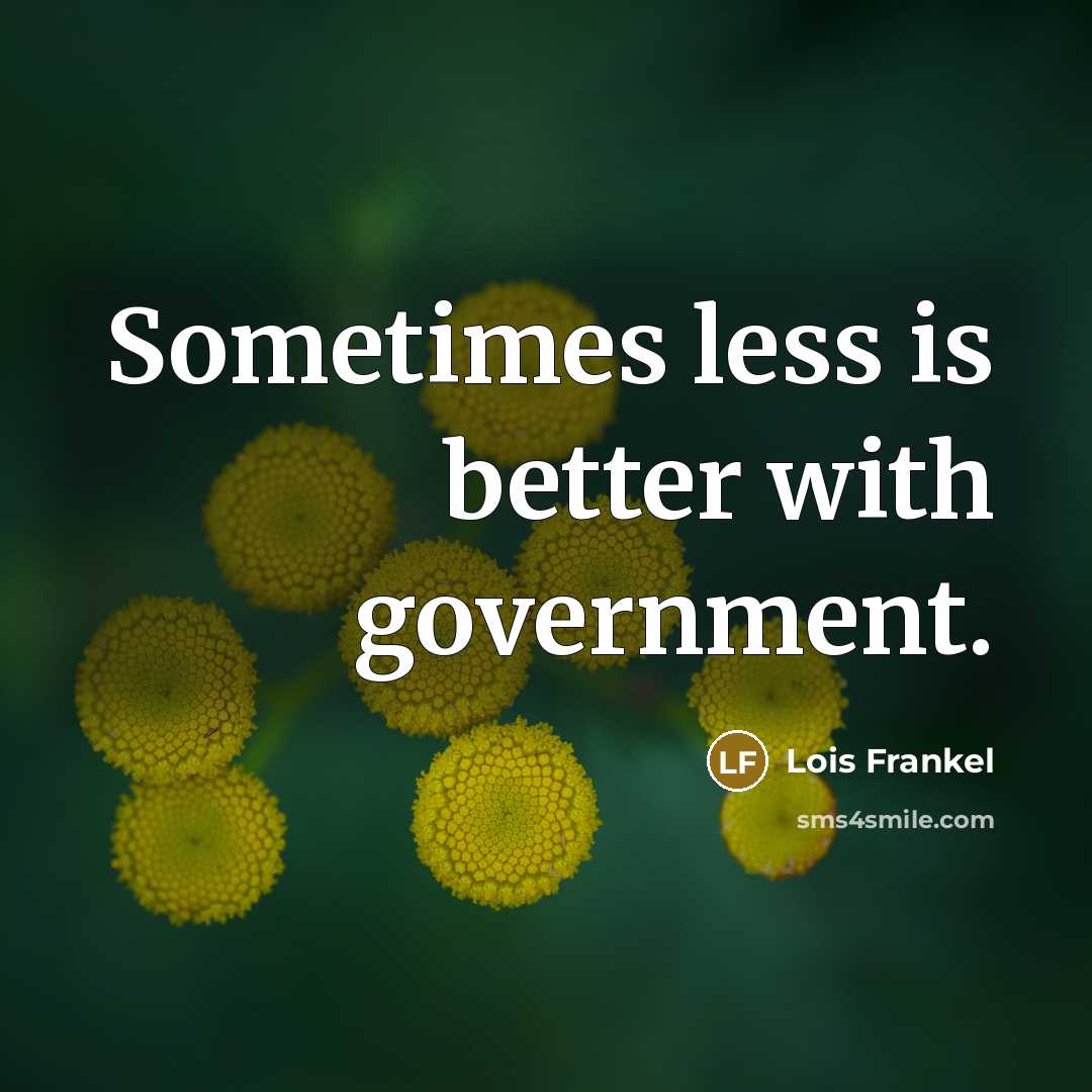 “Sometimes less is better with government.…” quote by Lois Frankel