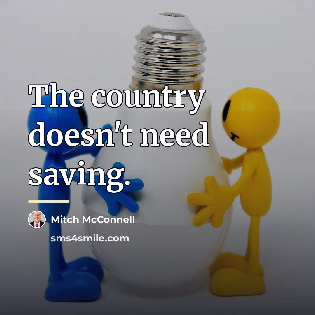 “The country doesn't need saving.…” quote by Mitch McConnell