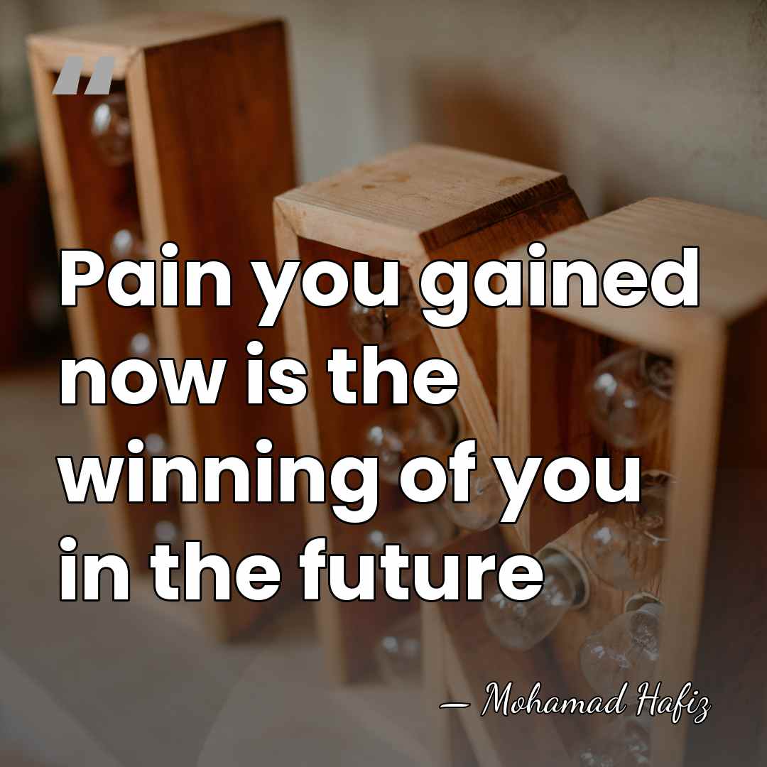 Pain you gained now is the winning of you in the future - Mohamad Hafiz