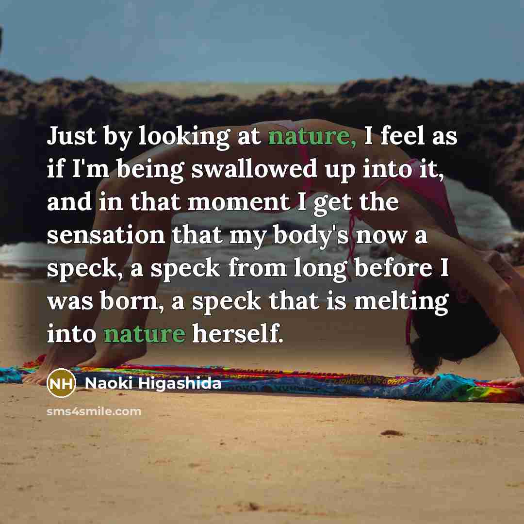 “Just by looking at nature, I feel as if I'm…” quote by Naoki Higashida