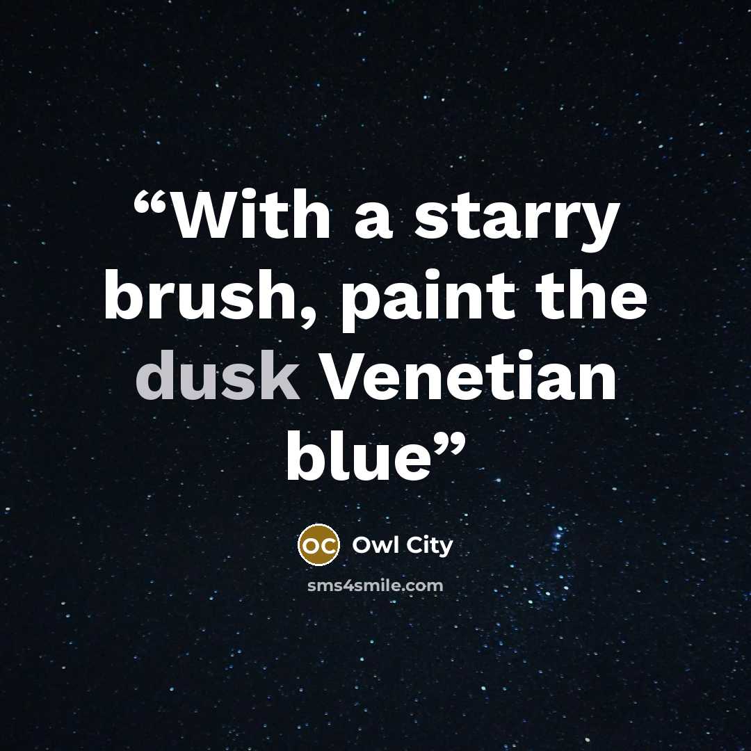 “With a starry brush, paint the dusk Venetian blue” quote by Owl City