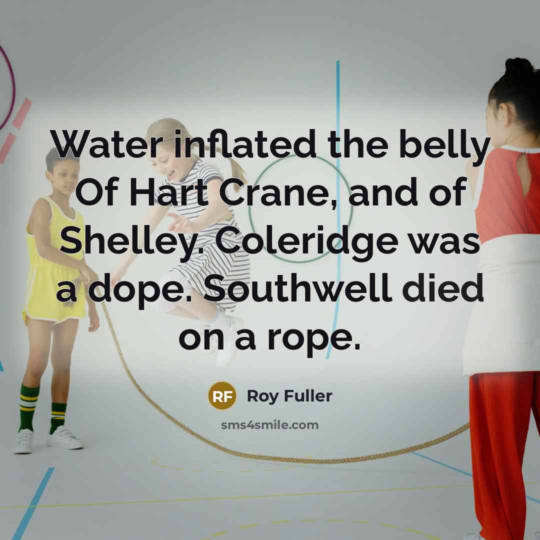 “Water inflated the belly Of Hart Crane, and of Shelley.…” quote by Roy Fuller