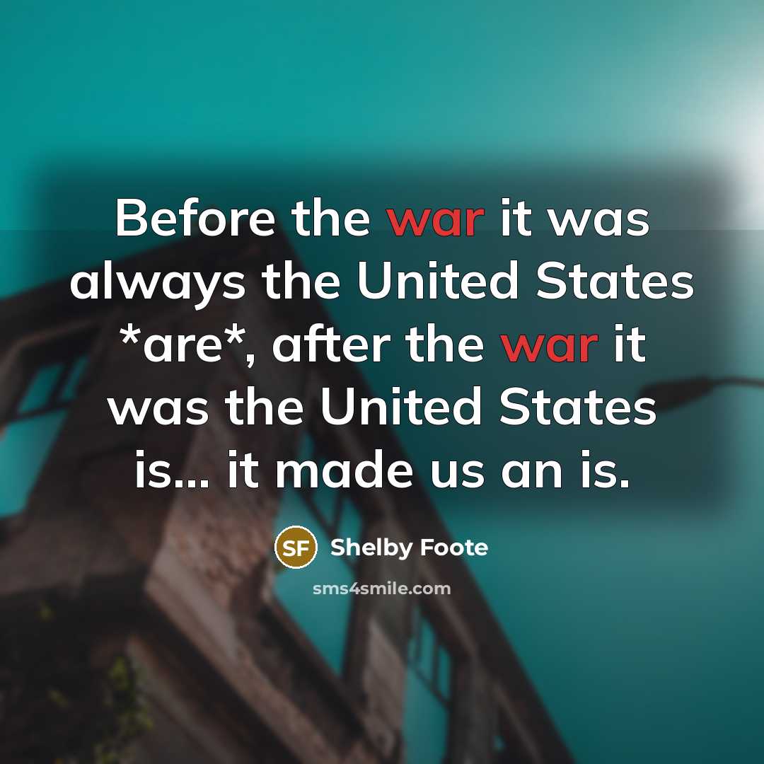 “Before the war it was always the United States *are*,…” quote by Shelby Foote