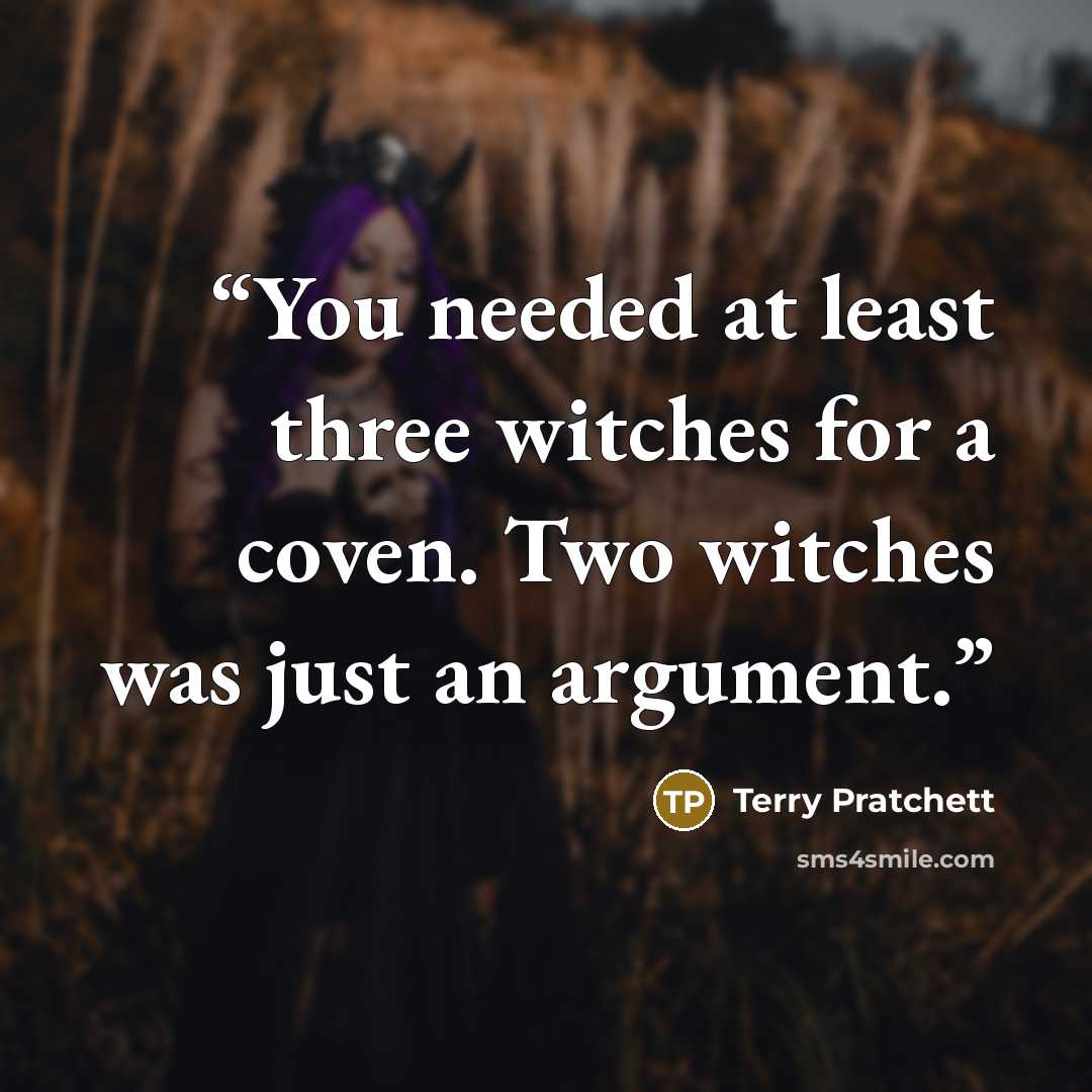 “You needed at least three witches for a coven. Two witches was just an argument.” quote by Terry Pratchett