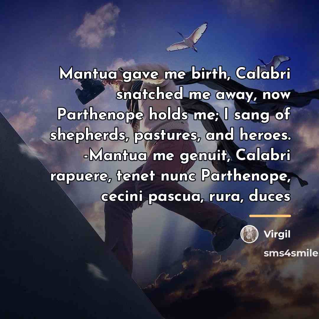“Mantua gave me birth, Calabri snatched me away, now Parthenope…” quote by Virgil