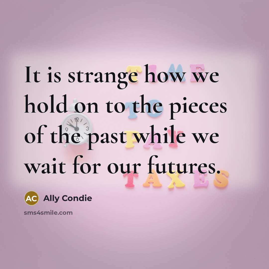 “It is strange how we hold on to the pieces…” quote by Ally Condie