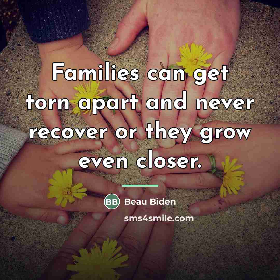 “Families can get torn apart and never recover or they…” quote by Beau Biden