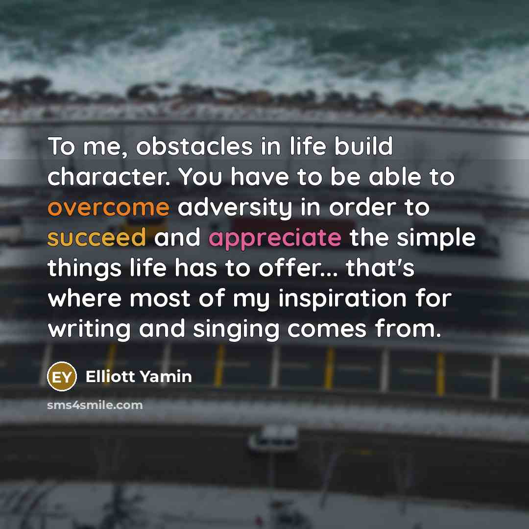“To me, obstacles in life build character. You have to…” quote by Elliott Yamin