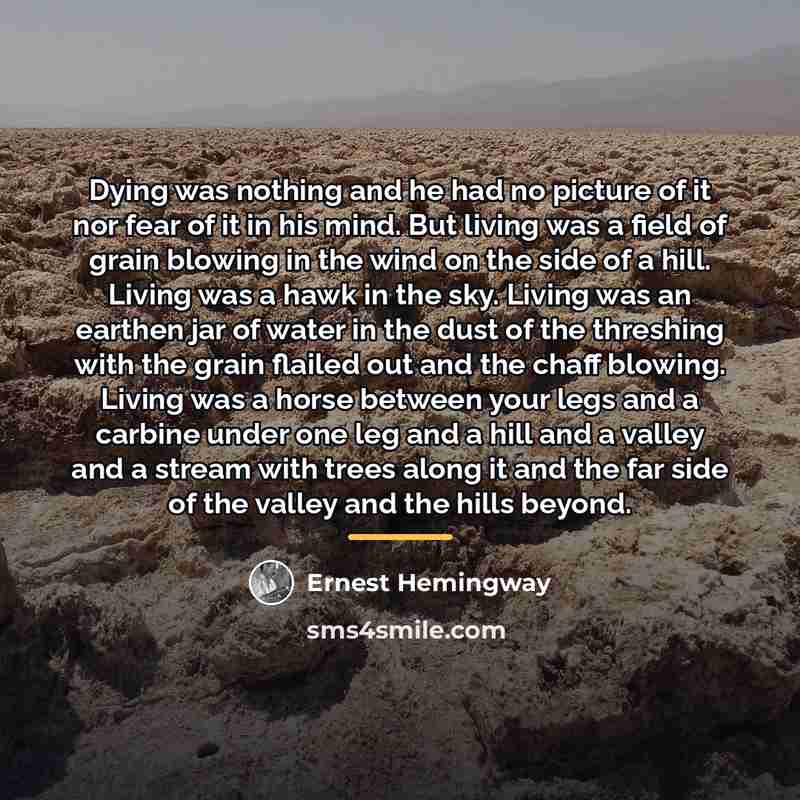 “Dying was nothing and he had no picture of it…” quote by Ernest Hemingway
