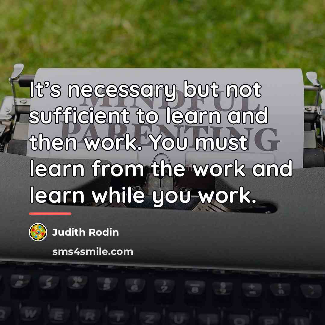 “It’s necessary but not sufficient to learn and then work.…” quote by Judith Rodin