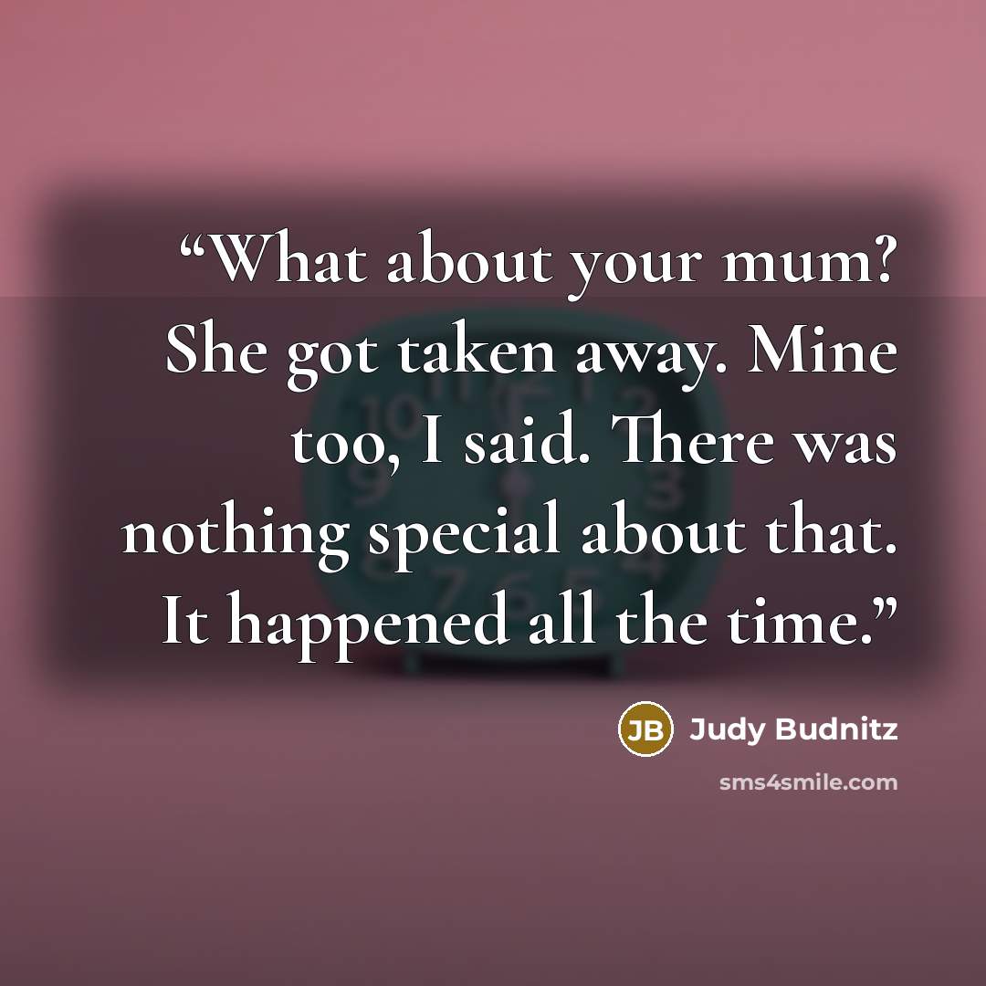 “What about your mum? She got taken away. Mine too, I said. There was nothing special about that. It happened all the time.” quote by Judy Budnitz