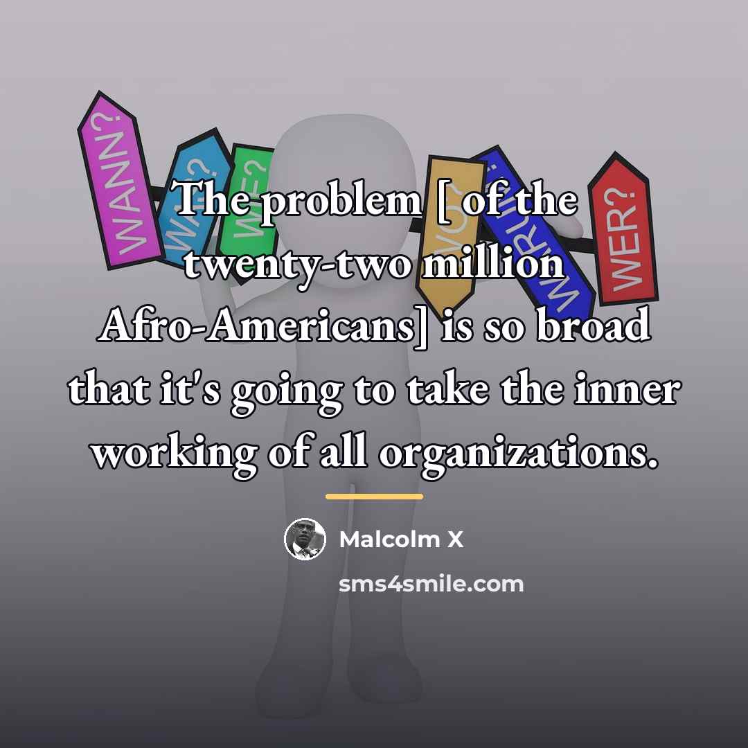 “The problem [ of the twenty-two million Afro-Americans] is so…” quote by Malcolm X