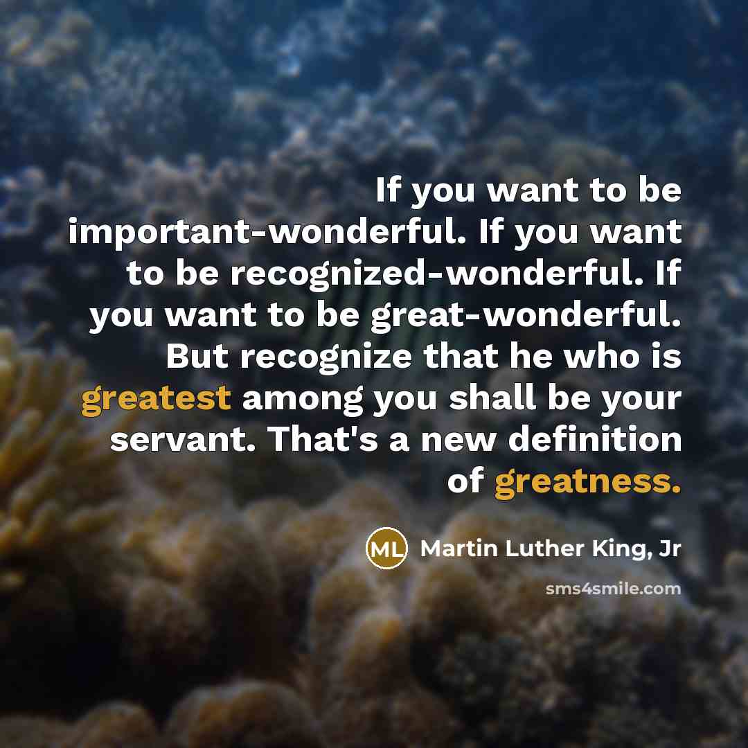 “If you want to be important-wonderful. If you want to…” quote by Martin Luther King, Jr