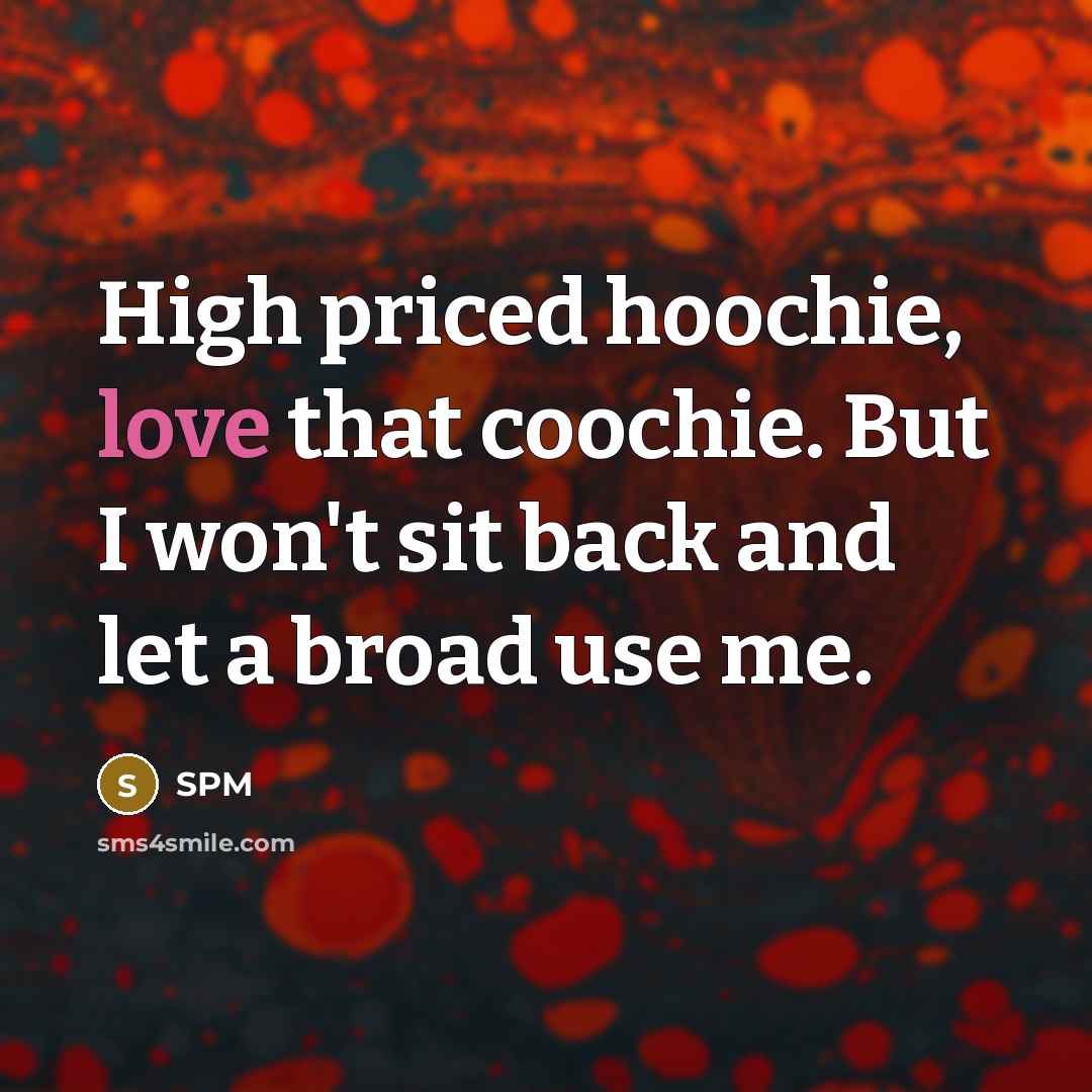 “High priced hoochie, love that coochie. But I won't sit…” quote by SPM