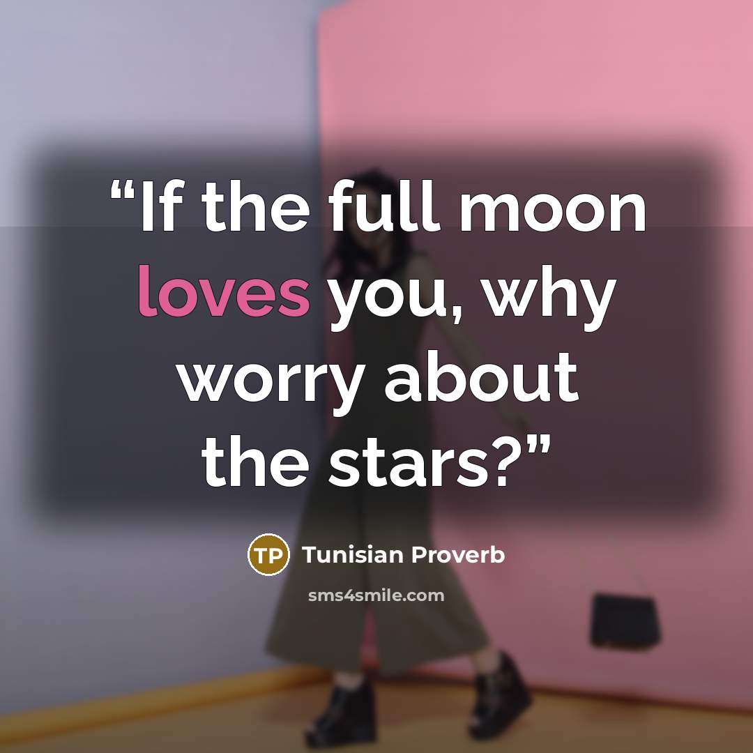 “If the full moon loves you, why worry about the stars?” quote by Tunisian Proverb