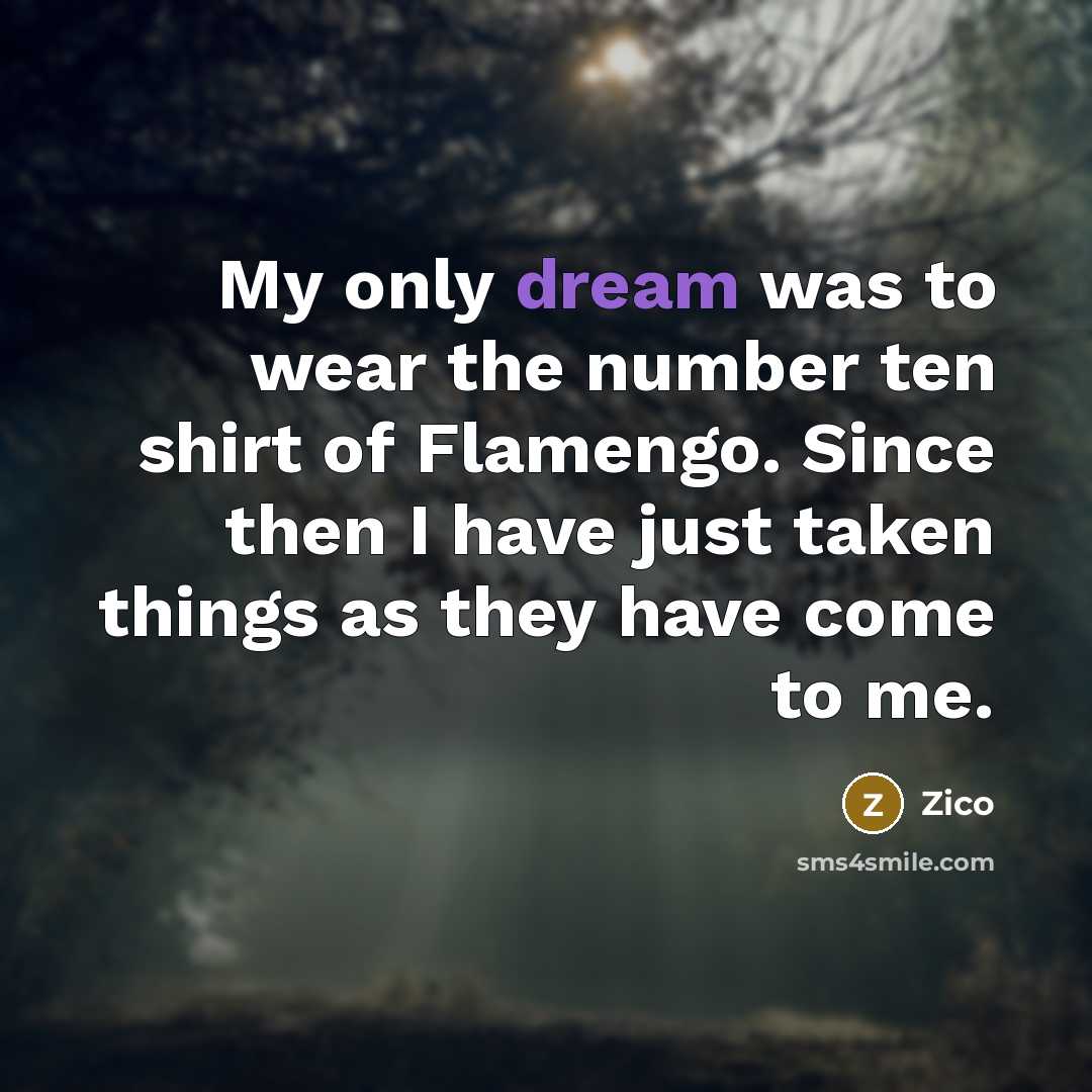 “My only dream was to wear the number ten shirt…” quote by Zico