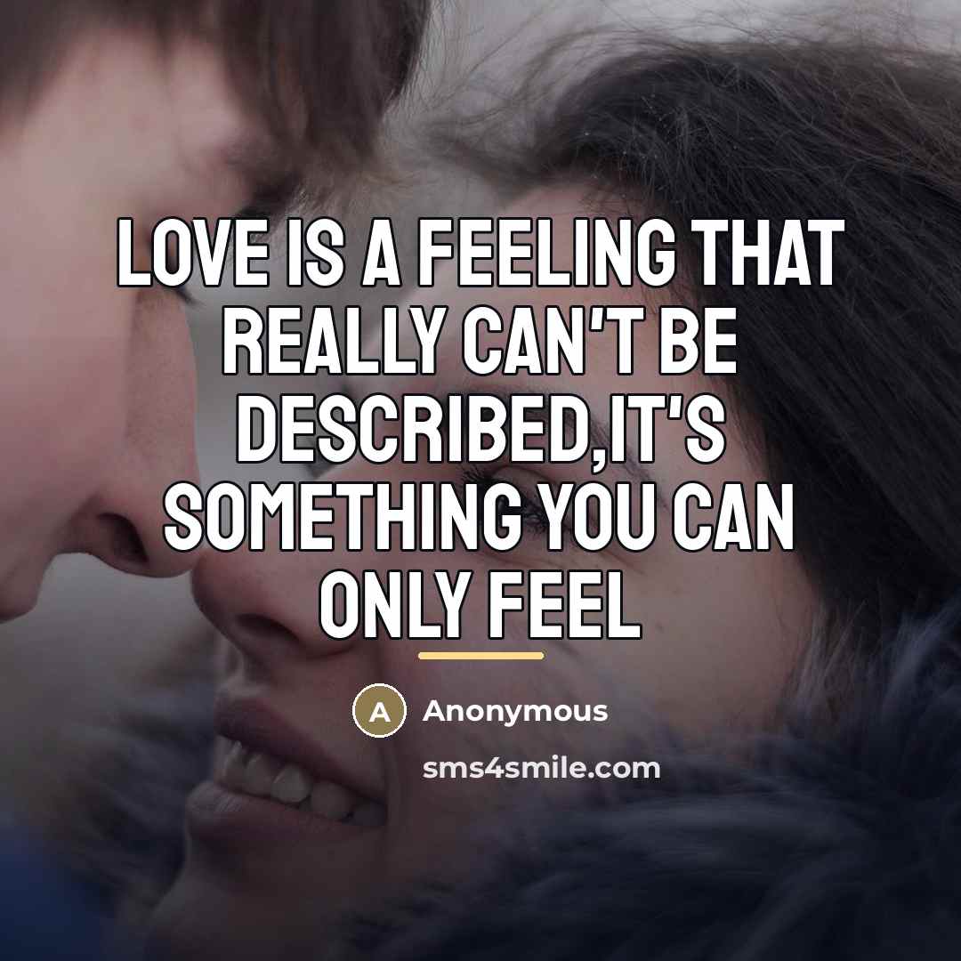 “Love is a feeling that really can't be described,it's something…” quote by Anonymous