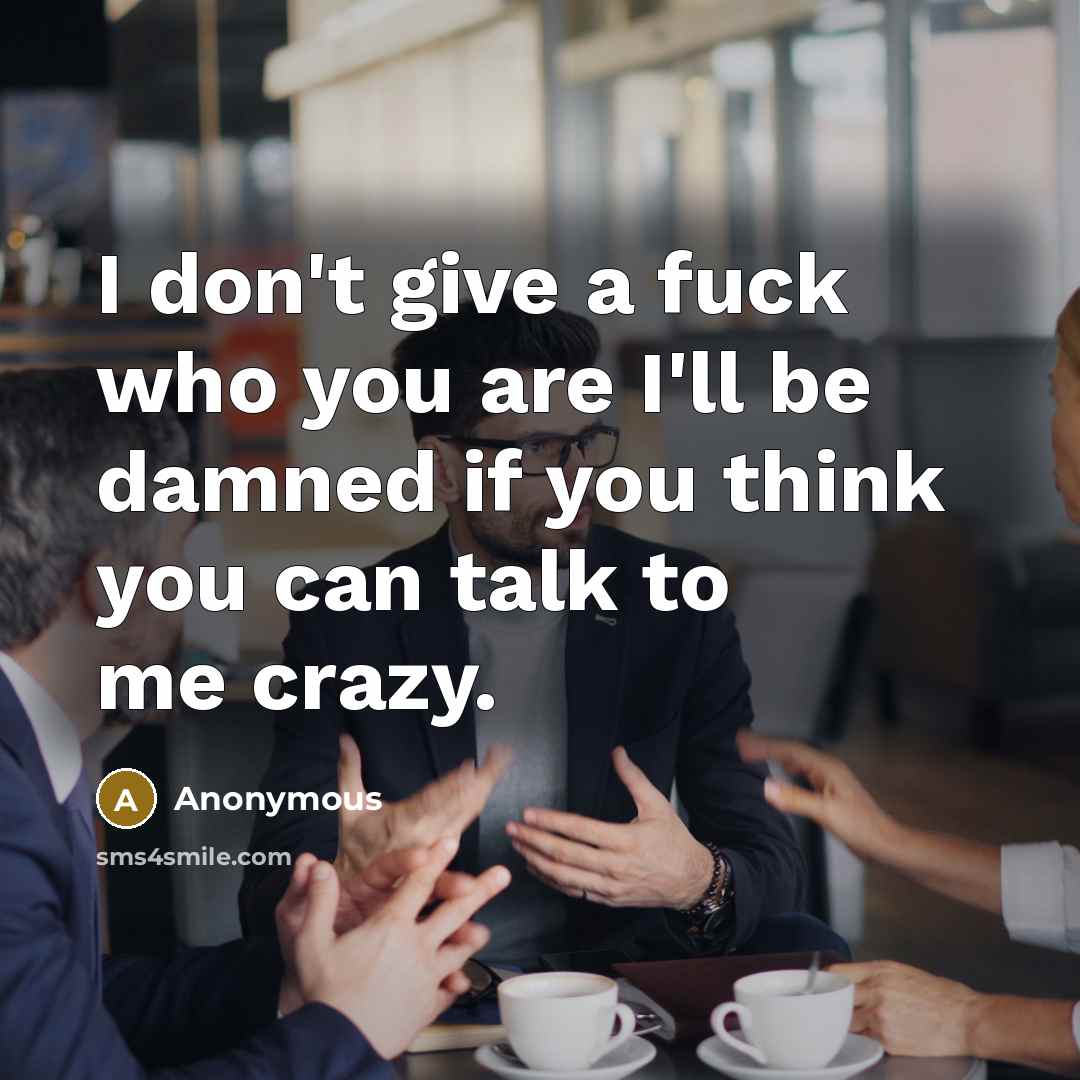 “I don't give a fuck who you are I'll be…” quote by Anonymous