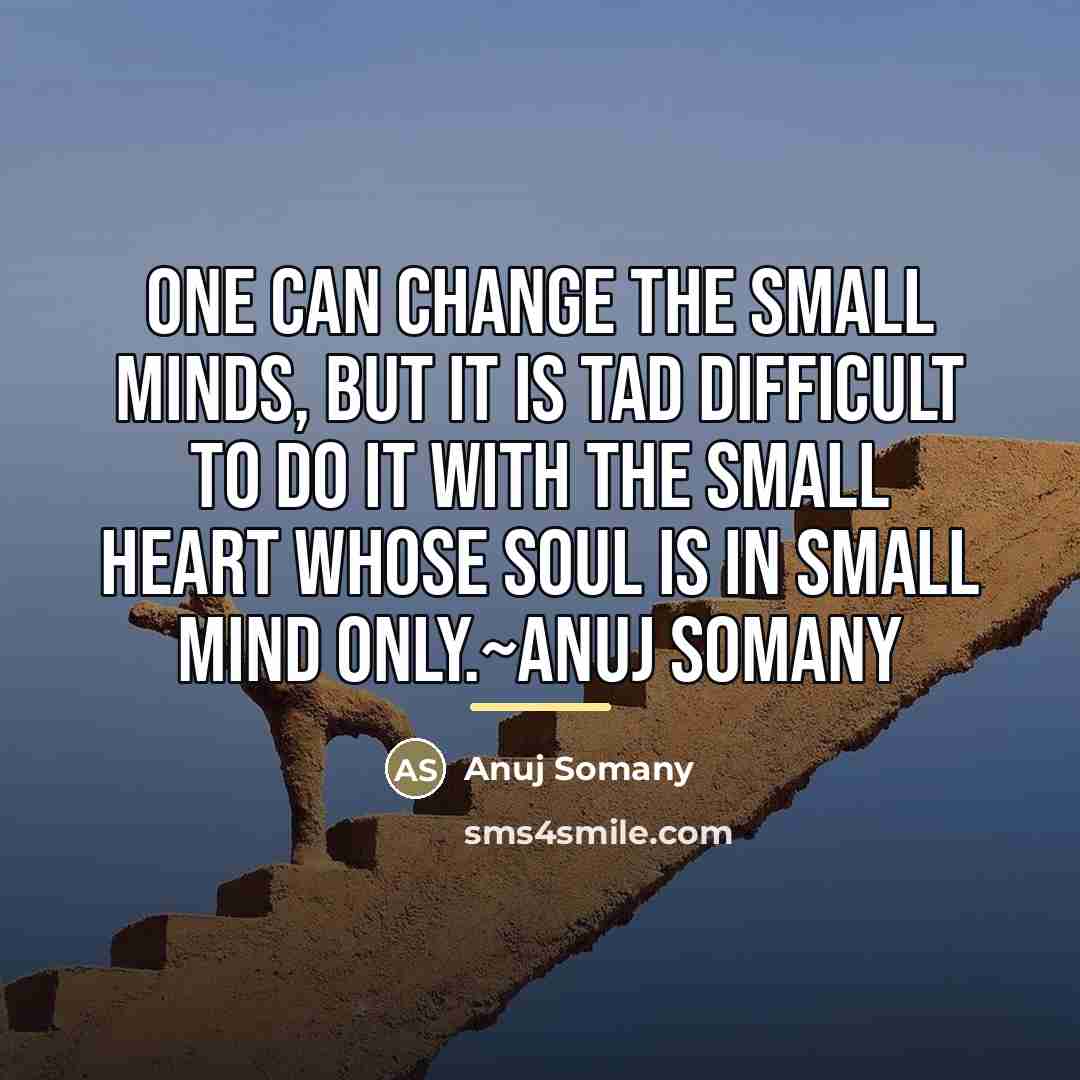 “One can change the small minds, but it is tad…” quote by Anuj Somany