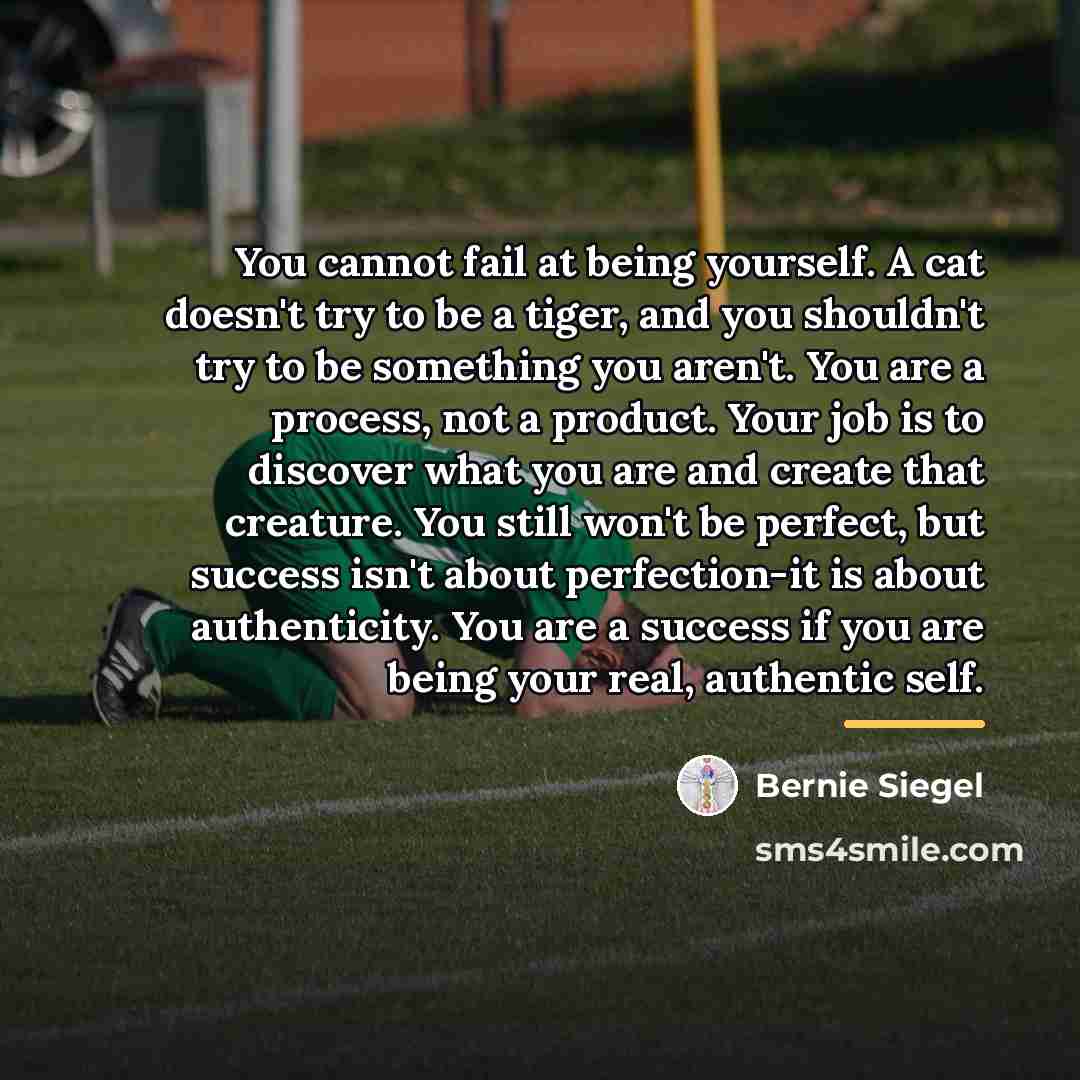 “You cannot fail at being yourself. A cat doesn't try…” quote by Bernie Siegel