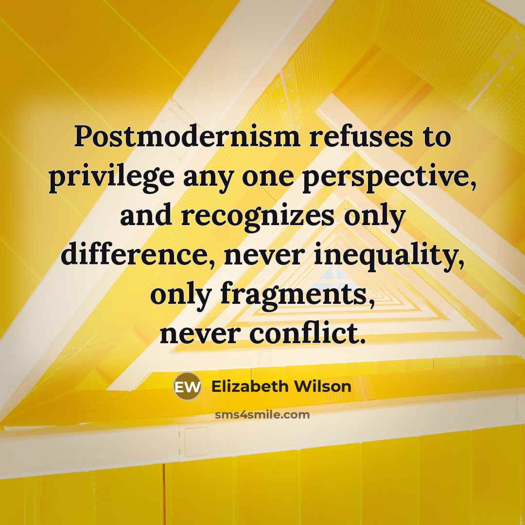 “Postmodernism refuses to privilege any one perspective, and recognizes only…” quote by Elizabeth Wilson