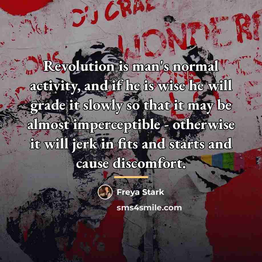 “Revolution is man's normal activity, and if he is wise…” quote by Freya Stark