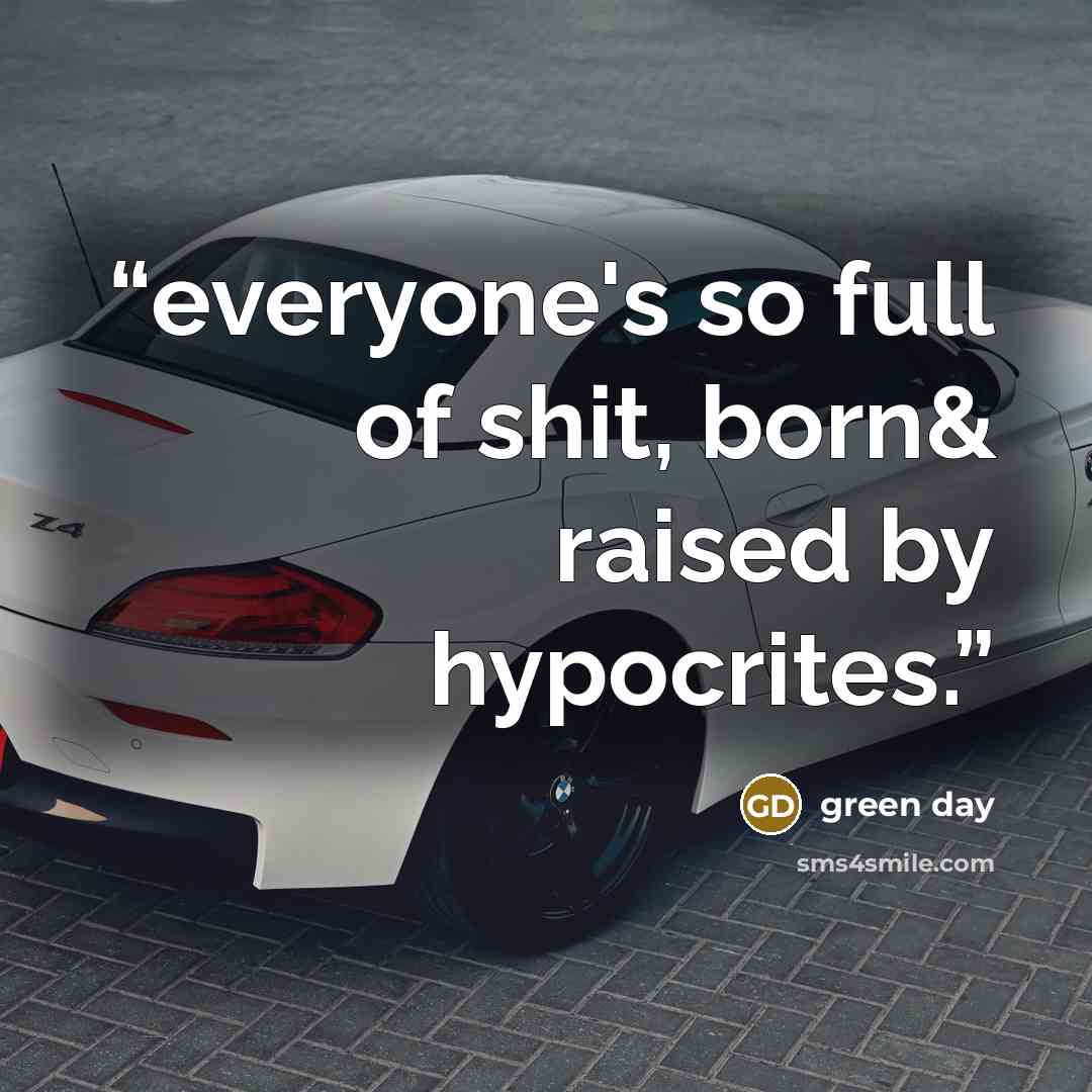“everyone's so full of shit, born& raised by hypocrites.” quote by green day