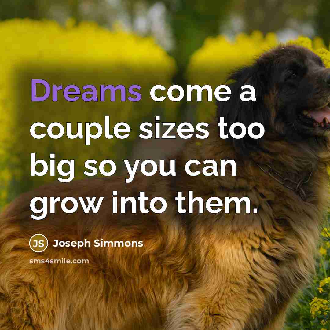 “Dreams come a couple sizes too big so you can…” quote by Joseph Simmons