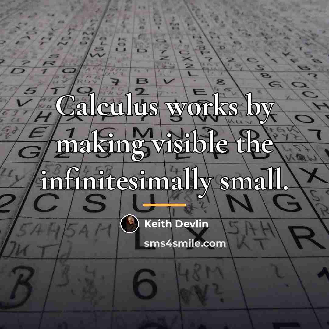 “Calculus works by making visible the infinitesimally small.…” quote by Keith Devlin