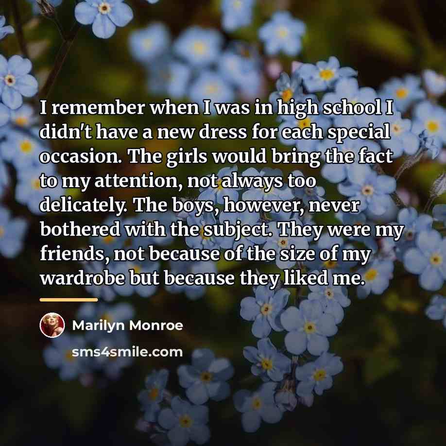“I remember when I was in high school I didn't…” quote by Marilyn Monroe