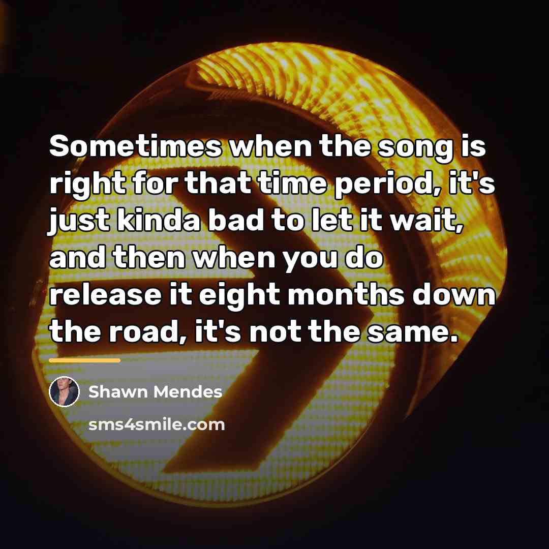 “Sometimes when the song is right for that time period,…” quote by Shawn Mendes