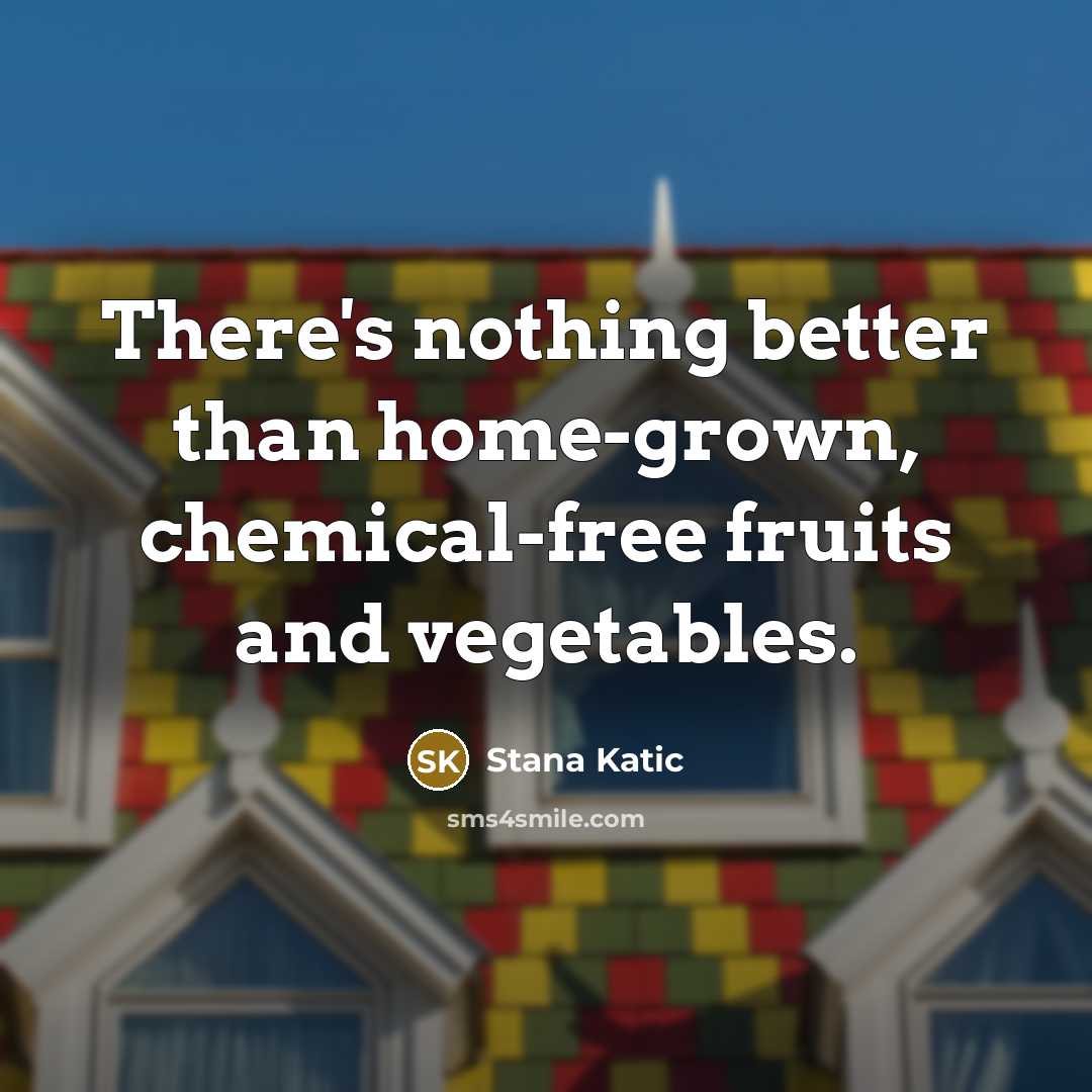 “There's nothing better than home-grown, chemical-free fruits and vegetables.…” quote by Stana Katic
