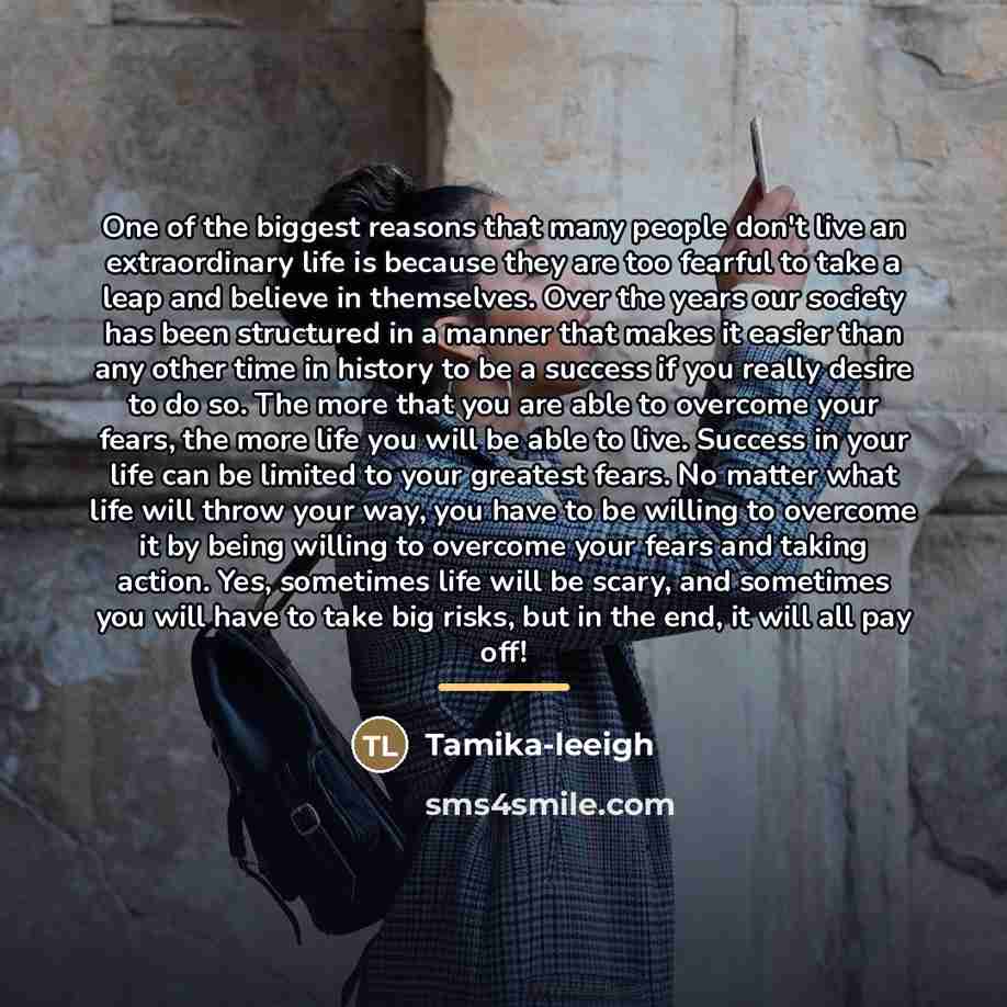 “One of the biggest reasons that many people don't live…” quote by Tamika-leeigh