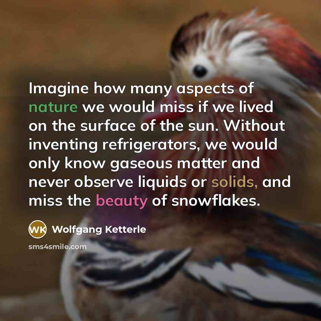 “Imagine how many aspects of nature we would miss if…” quote by Wolfgang Ketterle