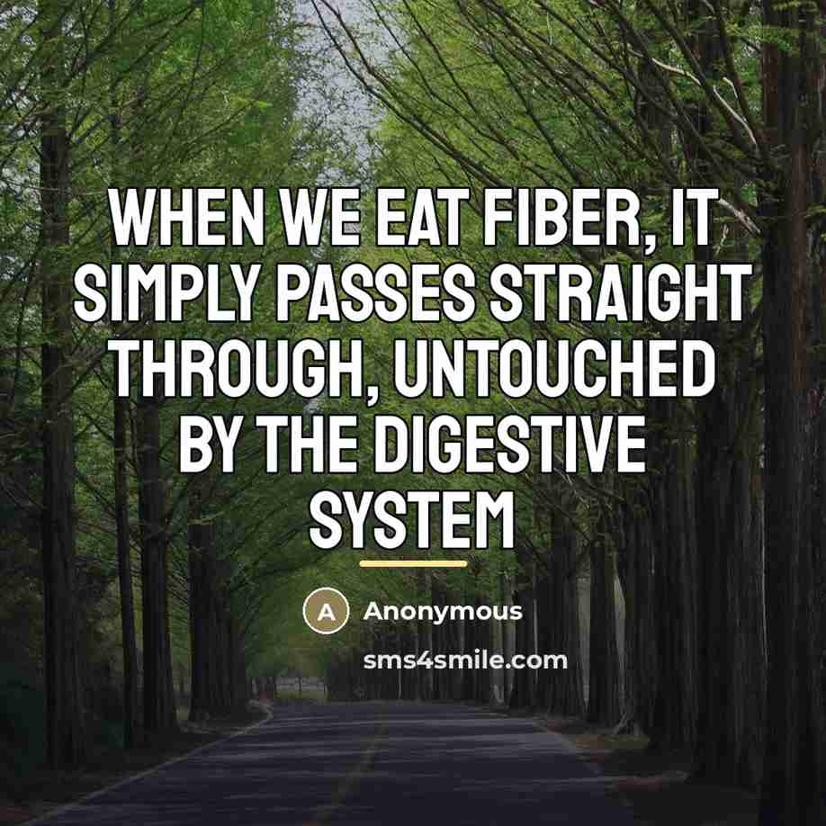 “When we eat fiber, it simply passes straight through, untouched…” quote by Anonymous