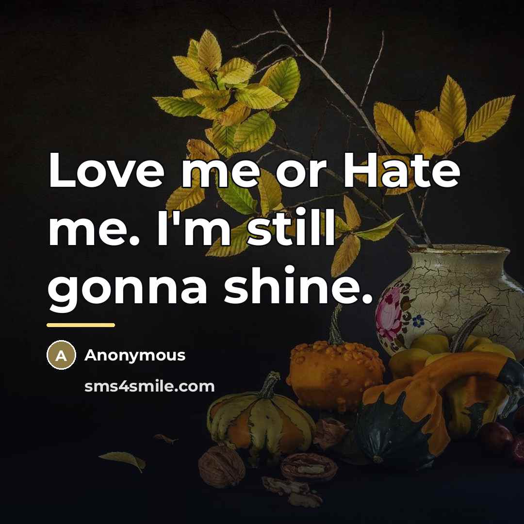 “Love me or Hate me. I'm still gonna shine.…” quote by Anonymous