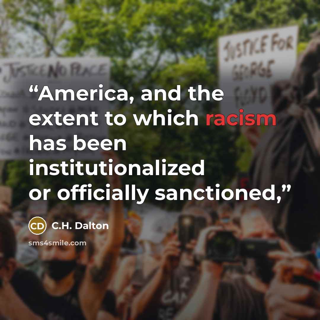 “America, and the extent to which racism has been institutionalized or officially sanctioned,” quote by C.H. Dalton