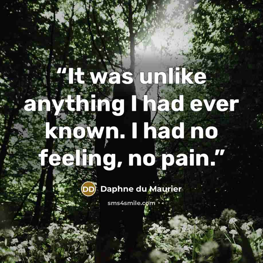 “It was unlike anything I had ever known. I had no feeling, no pain.” quote by Daphne du Maurier