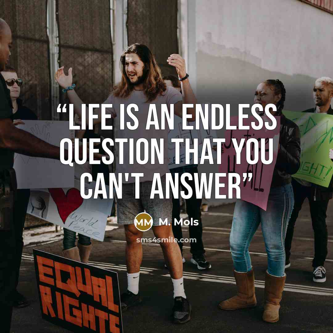 “Life is an endless question that you can't answer” quote by M. Mols