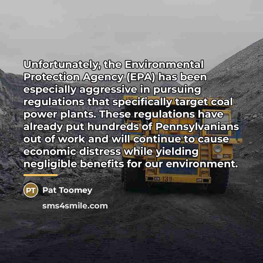 “Unfortunately, the Environmental Protection Agency (EPA) has been especially aggressive…” quote by Pat Toomey