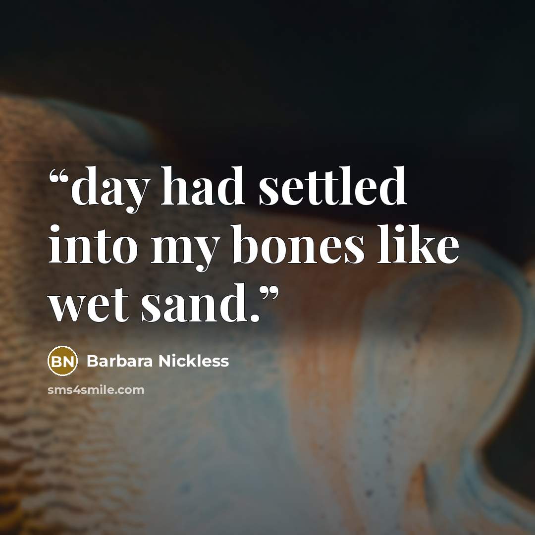 “day had settled into my bones like wet sand.” quote by Barbara Nickless