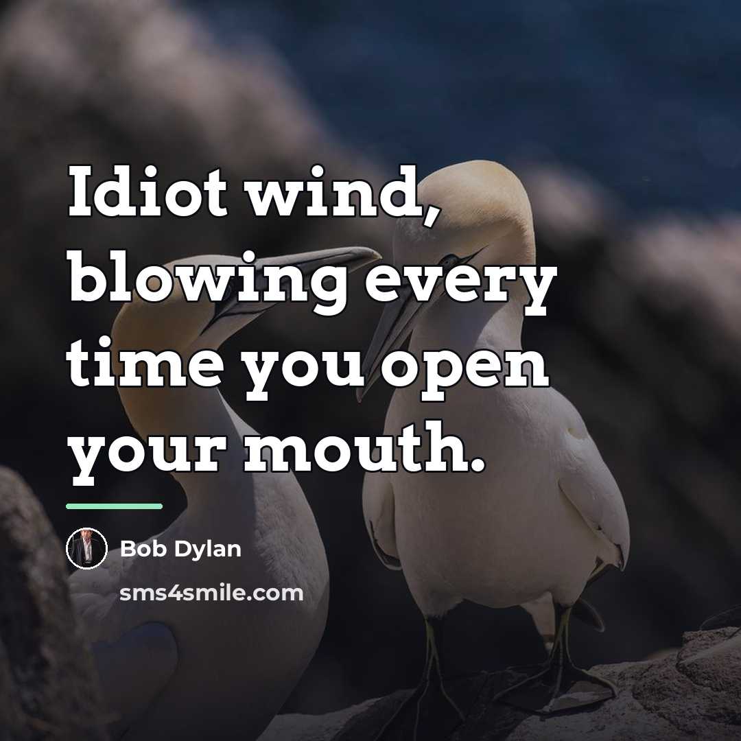 “Idiot wind, blowing every time you open your mouth.…” quote by Bob Dylan