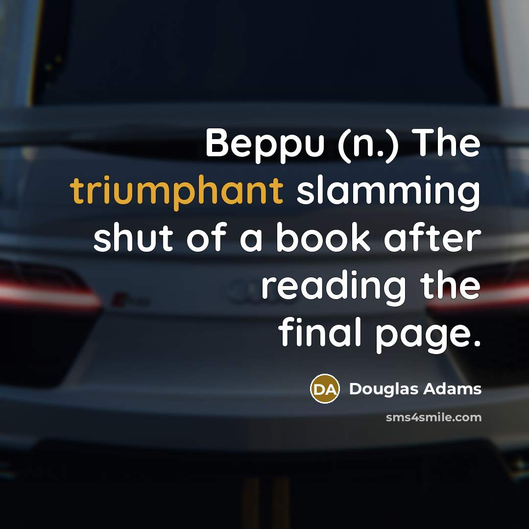 “Beppu (n.) The triumphant slamming shut of a book after…” quote by Douglas Adams